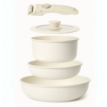 ChefEase™ – Set de Sartenes con Mango Desmontable (3 Piezas)