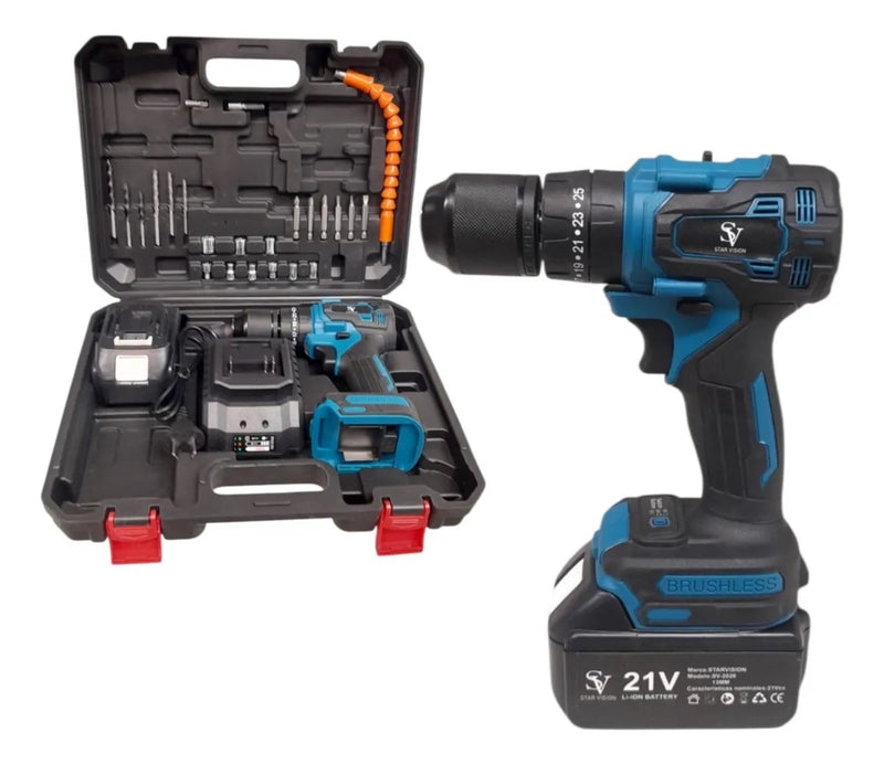 PowerDrill™ – Taladro Inalámbrico Profesional 21V con Maletín Completo