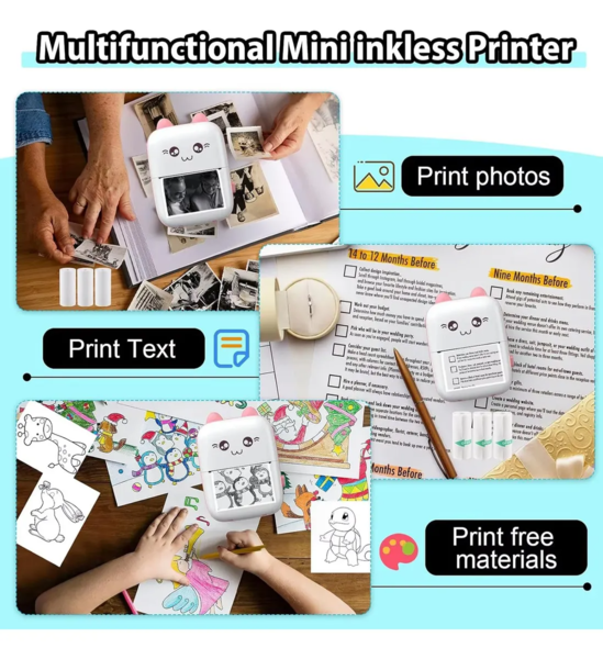 PrintyCat™ – Mini Impresora Portátil Térmica