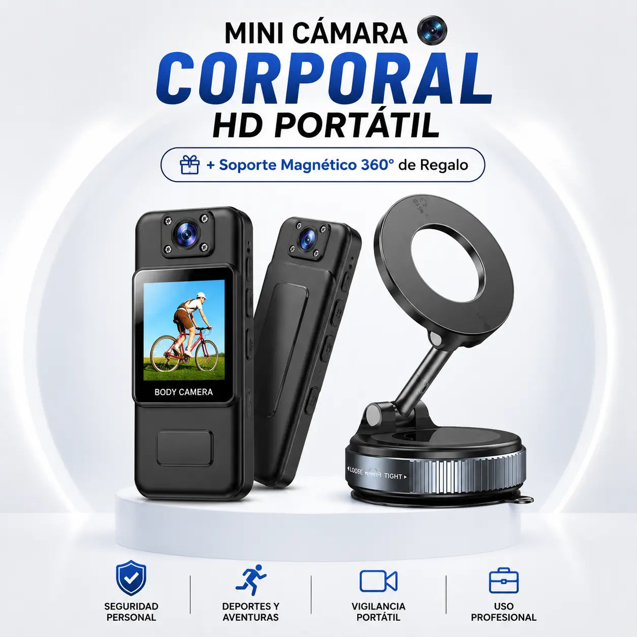 COMBO ESPECIAL: Cámara Corporal 4K Falcon™ + Soporte Magnético 360° MagFix™ [ÚLTIMAS UNIDADES]