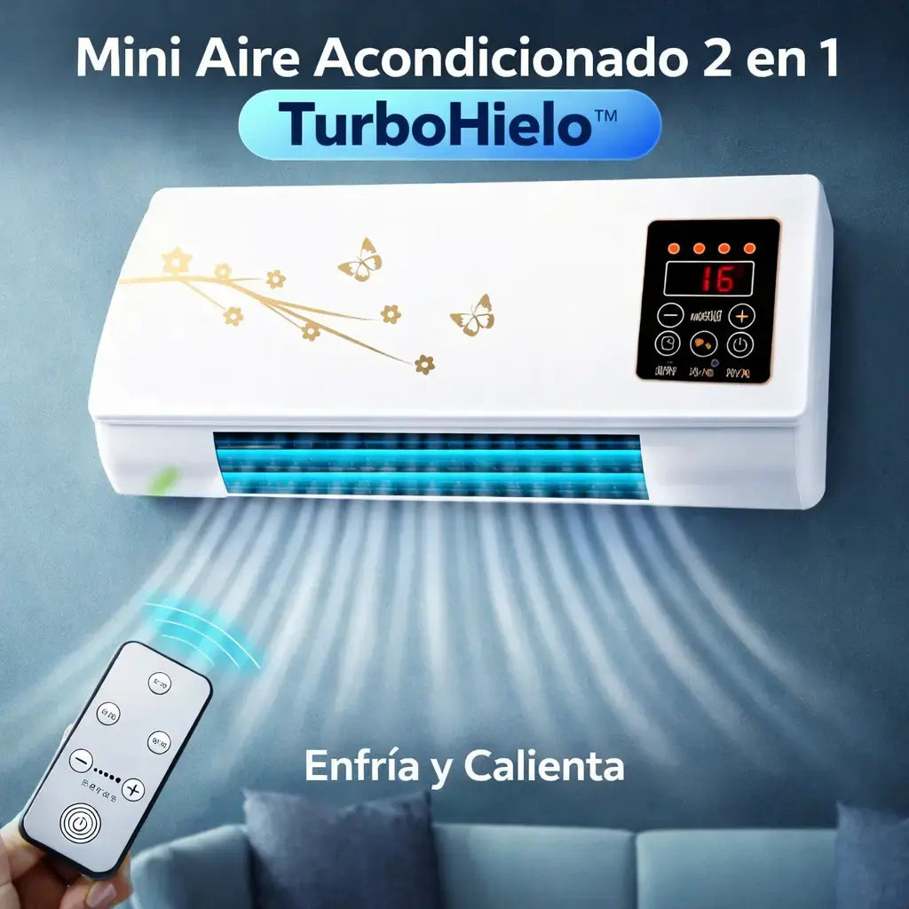 Mini Aire Acondicionado y Calefactor Portátil 2 en 1 TurboHielo - [ULTRAPOTENTE]