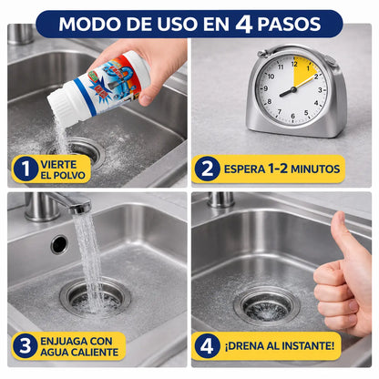Kit Limpieza CleanMax™: 12 Pastillas Limpieza Lavadora Efervesce + Polvo Limpiador Tuberias Destapa Canos
