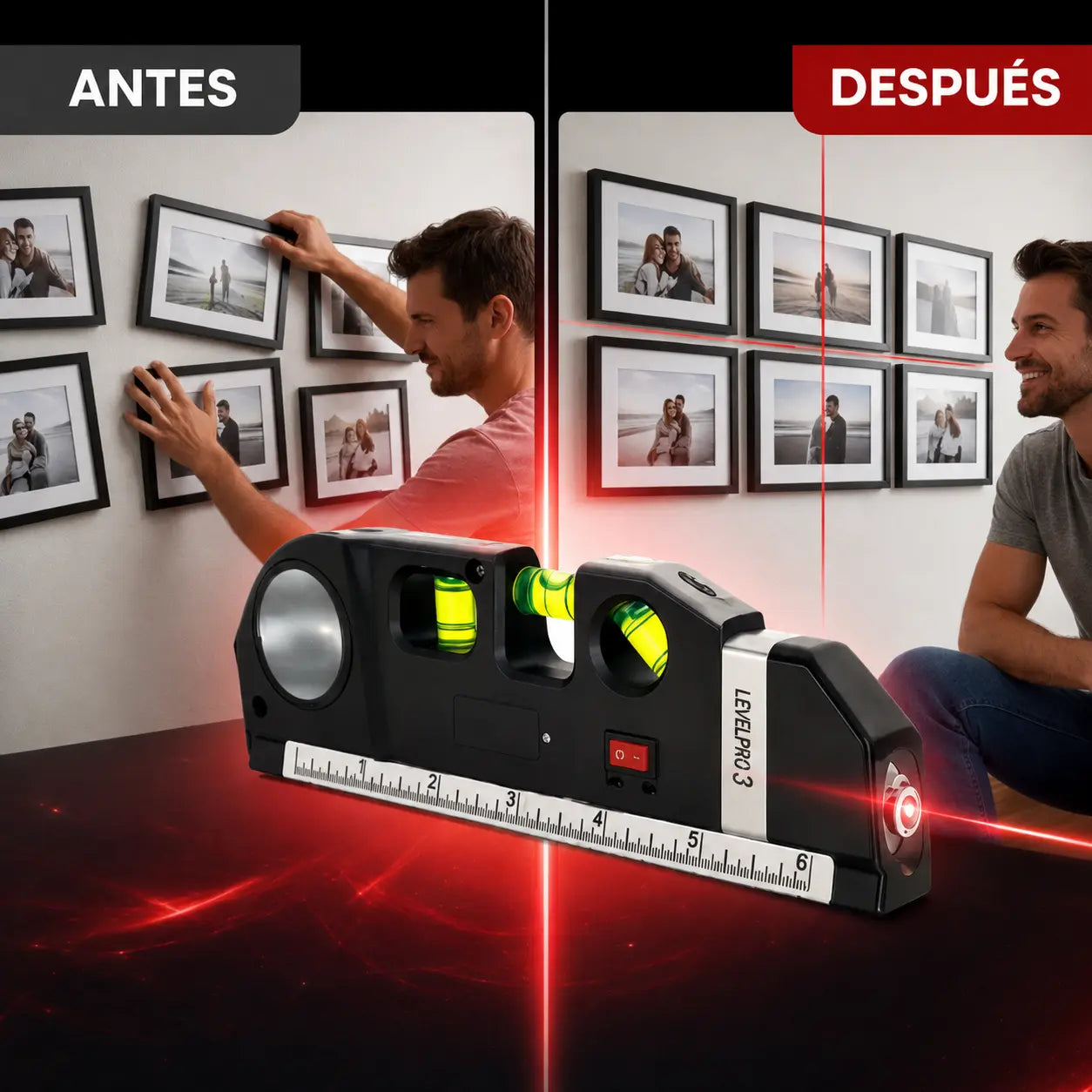 COMBO ESPECIAL: Nivel Láser 4 en 1 Con Flexómetro LaserPro™ + Kit 6 Brocas Escalonadas Titanio [ÚLTIMAS UNIDADES]