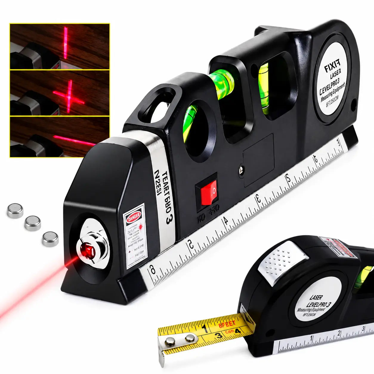 COMBO ESPECIAL: Nivel Láser 4 en 1 Con Flexómetro LaserPro™ + Kit 6 Brocas Escalonadas Titanio [ÚLTIMAS UNIDADES]