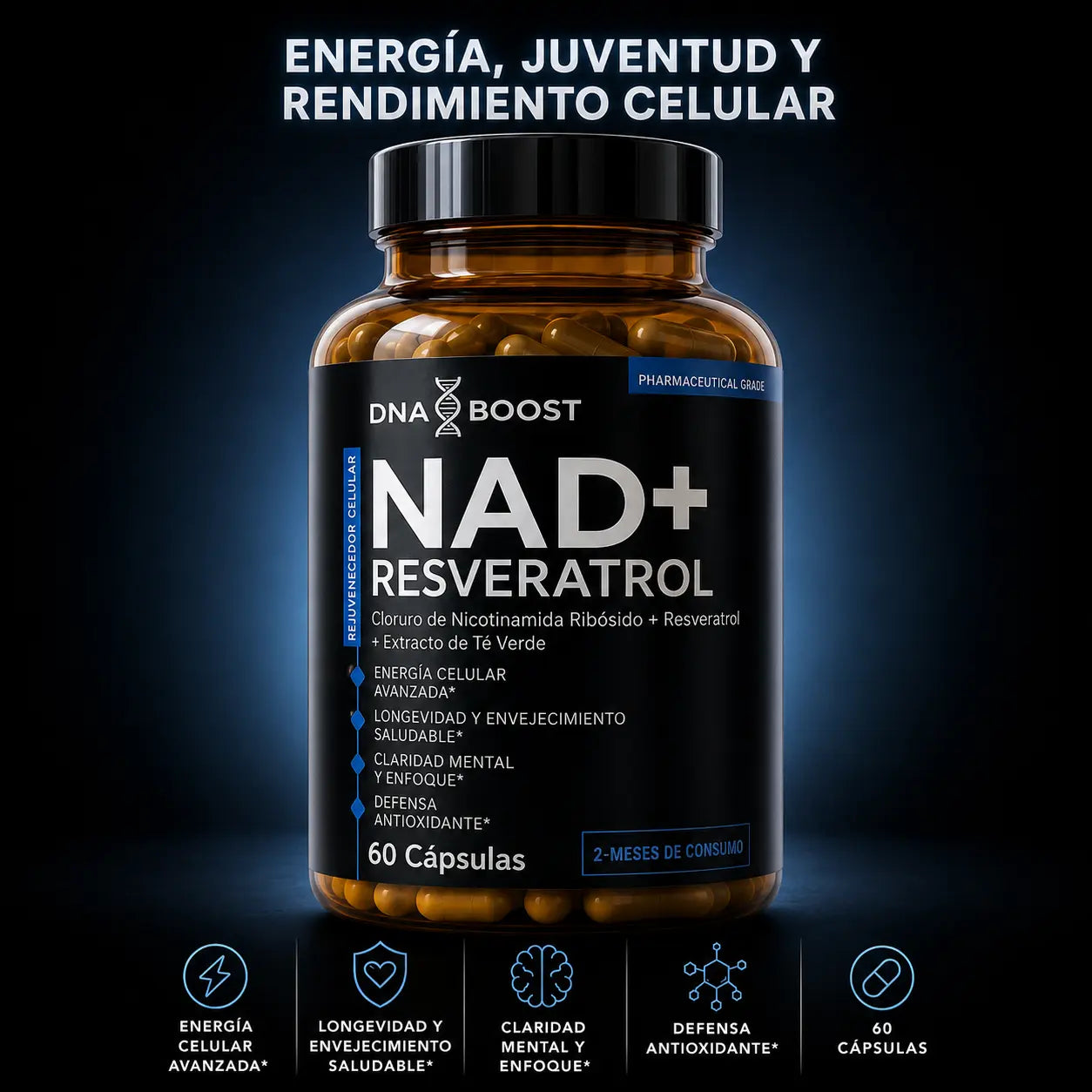 NAD + RESVERATROL | 60 Cápsulas